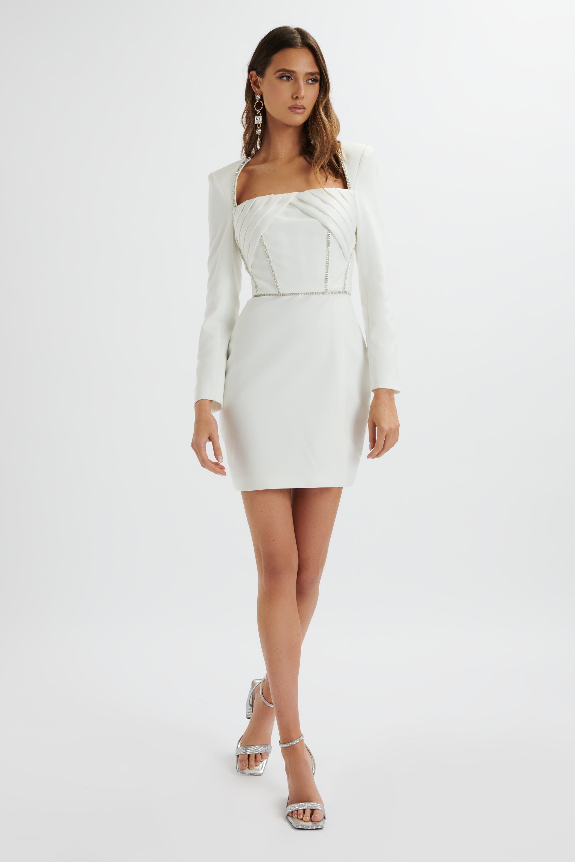 LIBERTY Diamante Trim Blazer Mini Dress In White