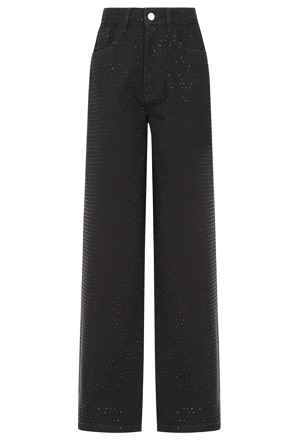 LILLIE Crystal Embellished Straight Leg Denim Jeans in Black