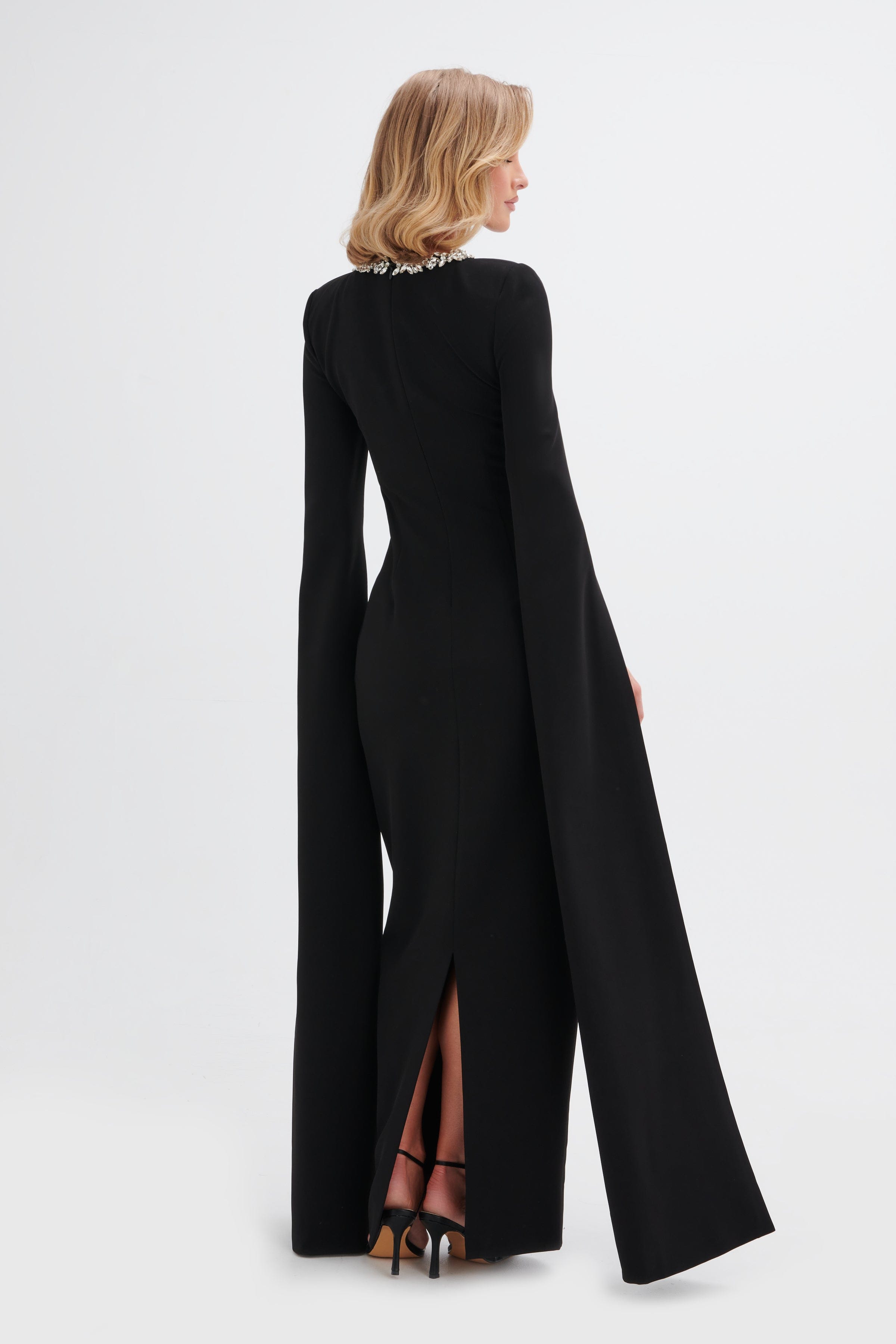 KELLY Cape Sleeve Maxi Dress in Black