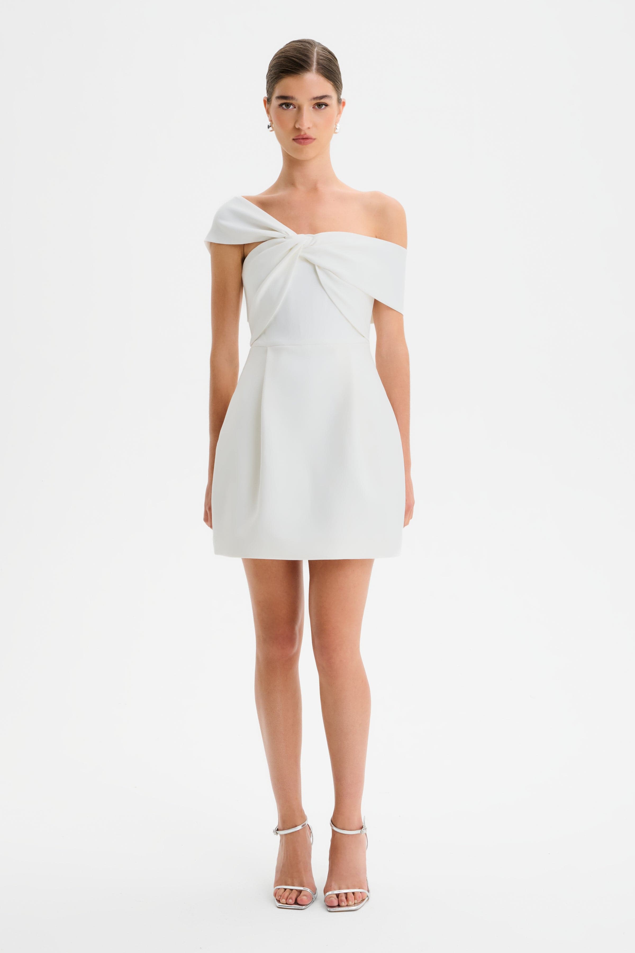 MILA Twisted One Shoulder Mini Dress in White