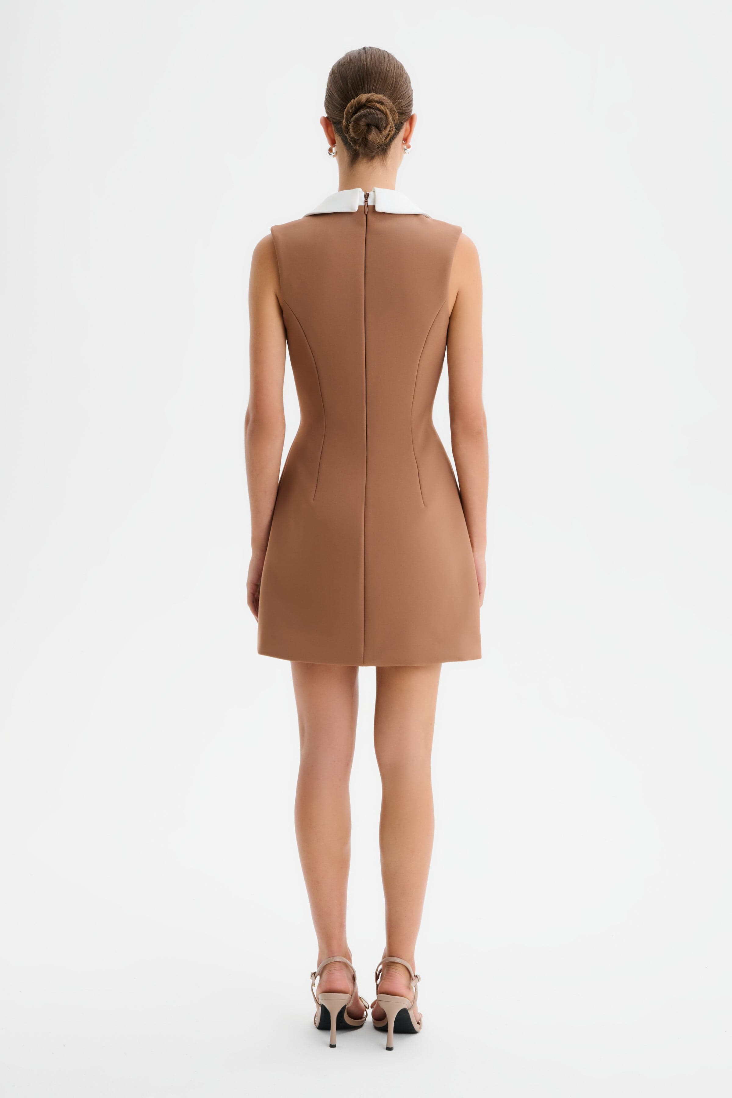 AMARA Contrast Tailored Mini Dress in Chocolate