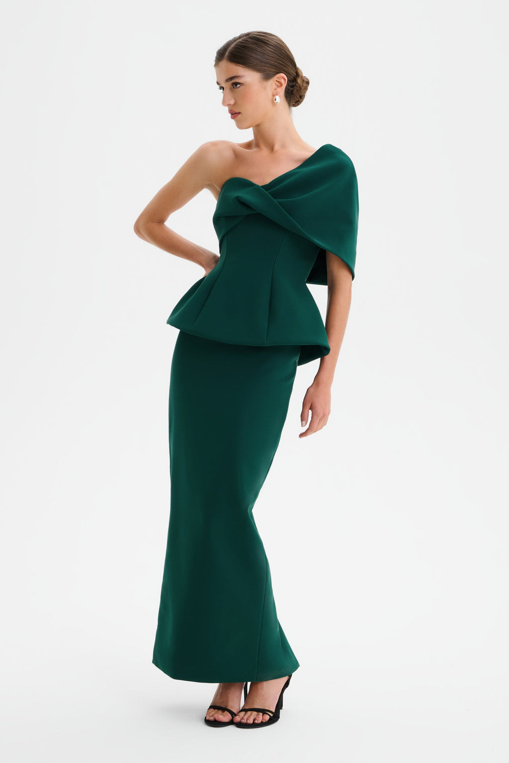 GIOVANNA Twisted Cape Shoulder Maxi Dress