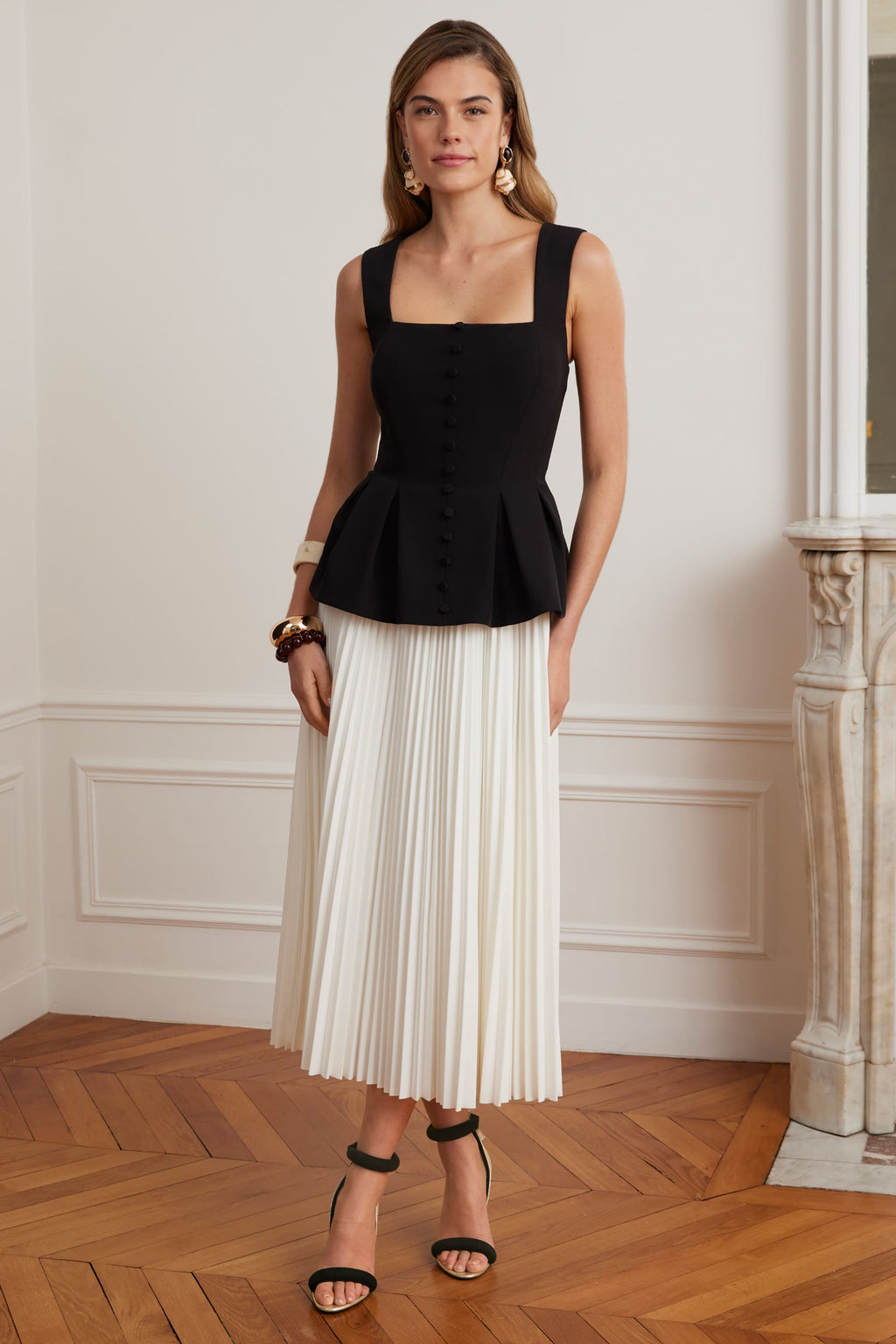 LANA Square Neck Midi Dress & White
