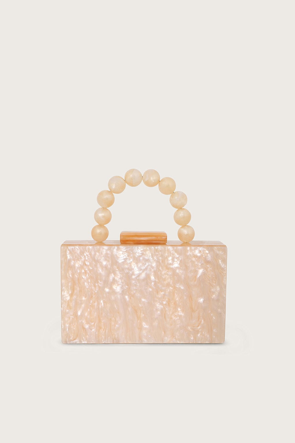 ANAIS Beaded Handle Pearlised Box Clutch Bag in Champagne