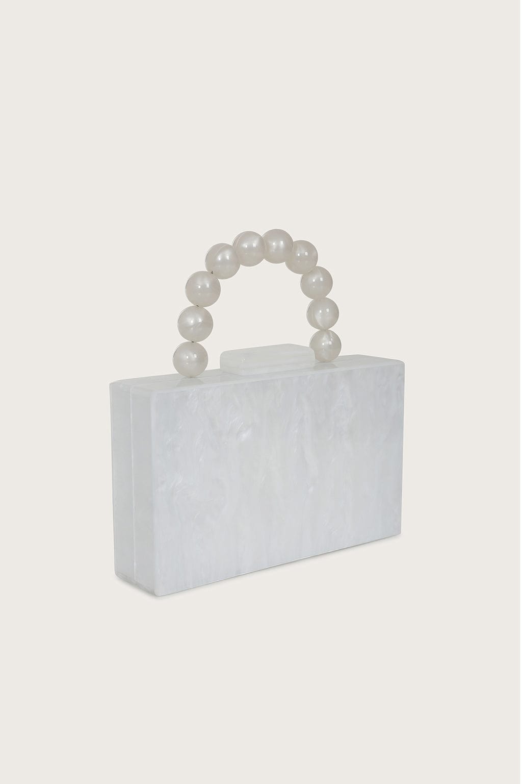 REYA Bead Handle Marbled Box Clutch Bag in White
