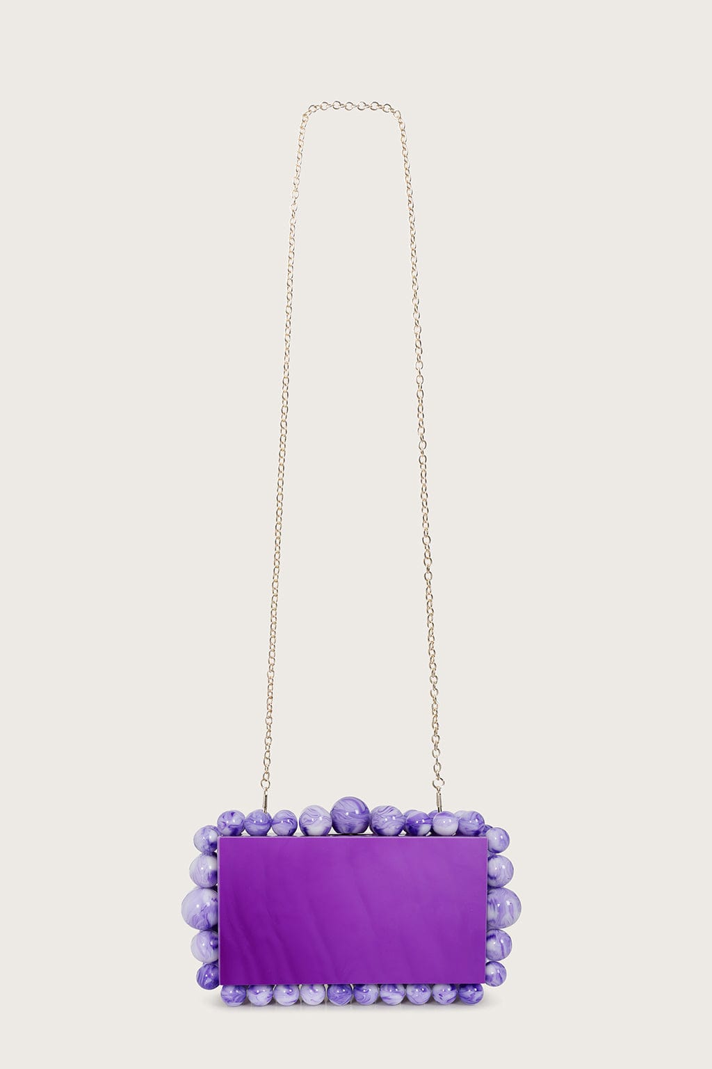TIA Marbled Faux Pearl Box Clutch Bag in Purple