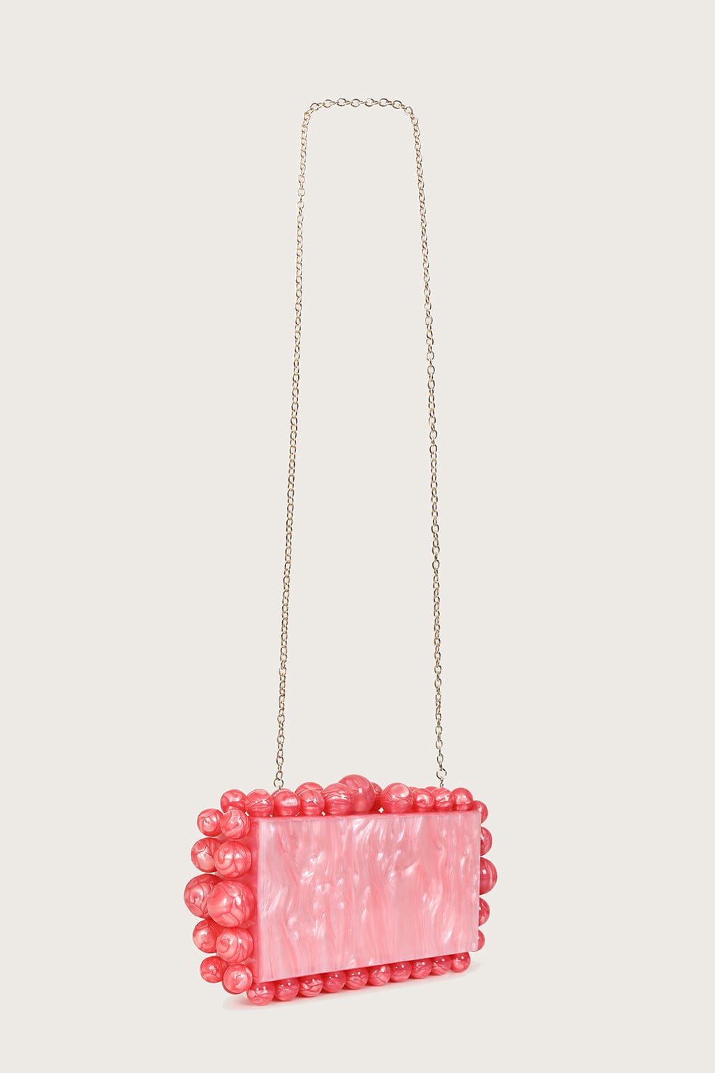TIA Marbled Faux Pearl Box Clutch Bag in Pink