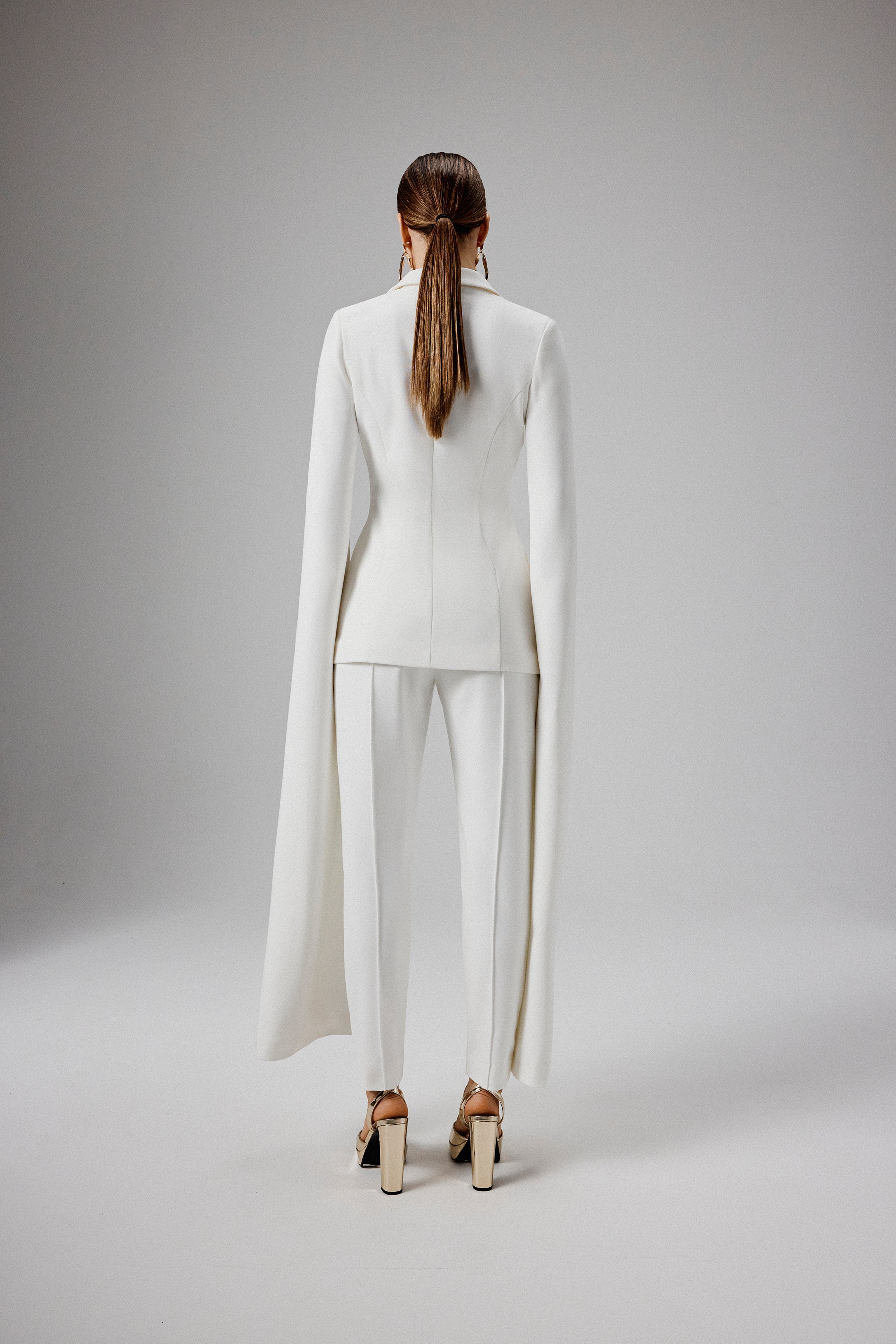 ZARA Cape Sleeve Blazer in White