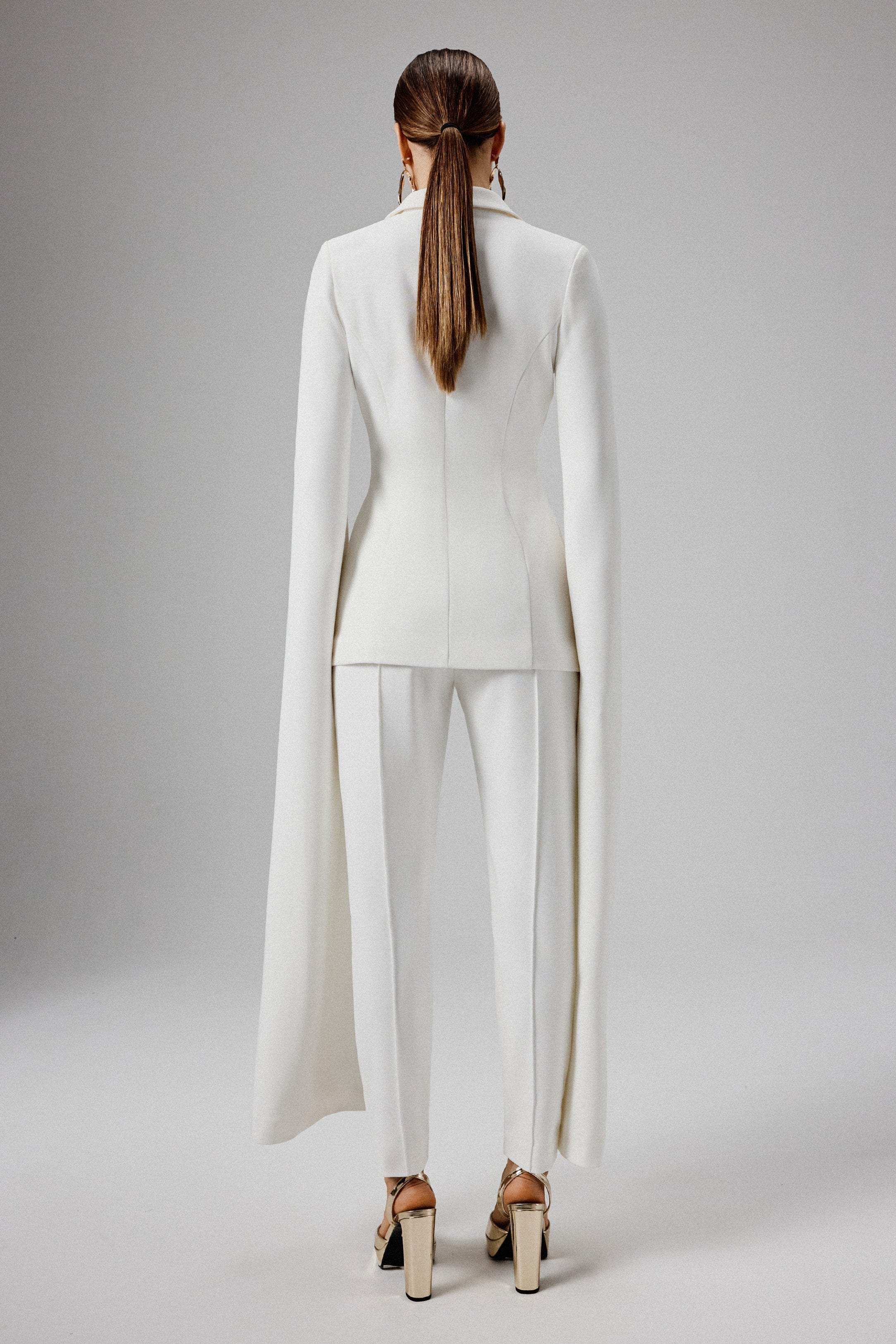 ZARA Cape Sleeve Blazer in White