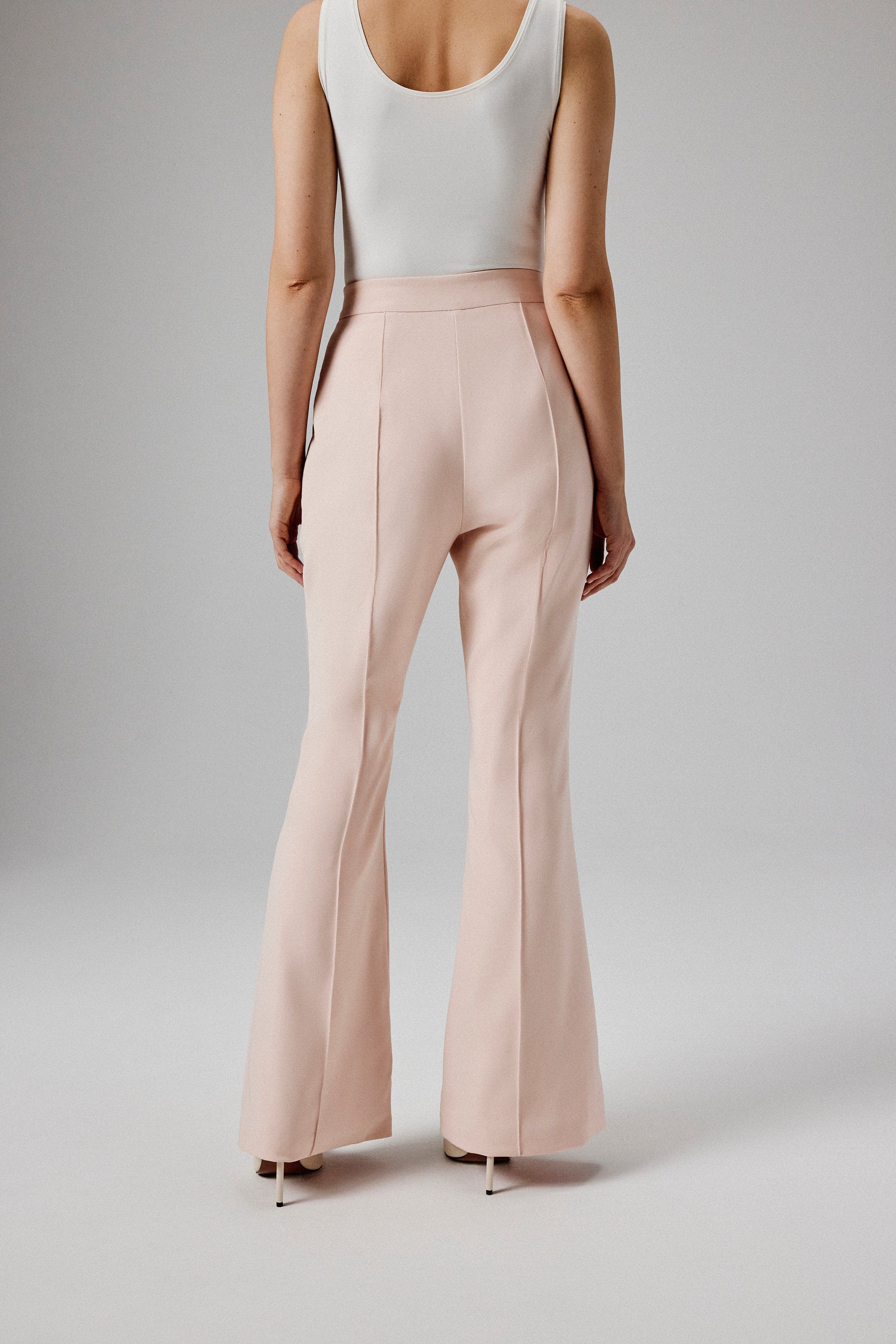 EMELIE Tailored Fit and Flare Trousers in Light Pink