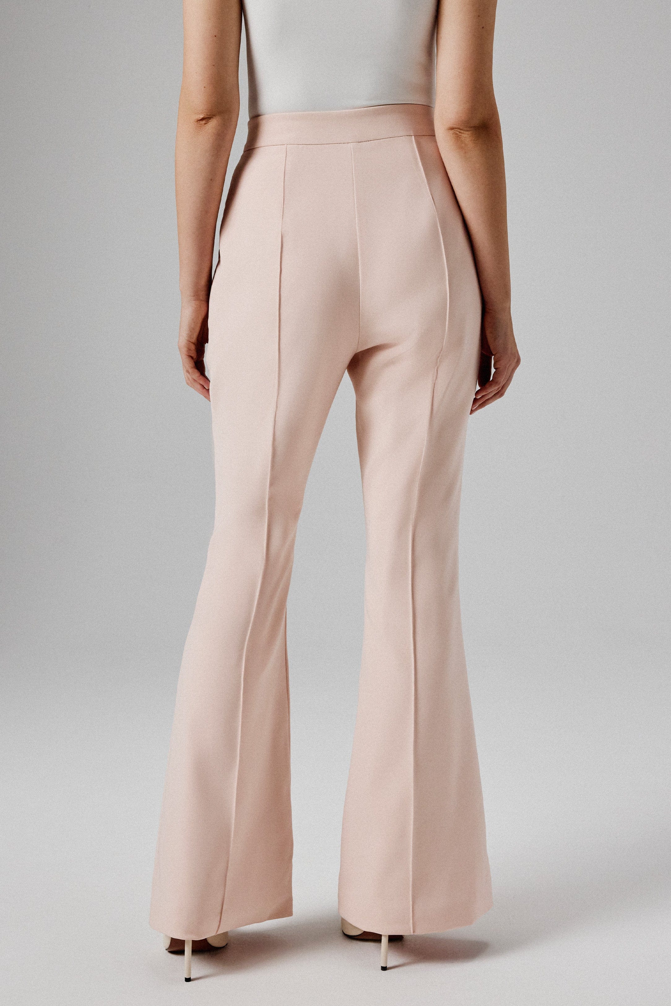 EMELIE Tailored Fit and Flare Trousers in Light Pink