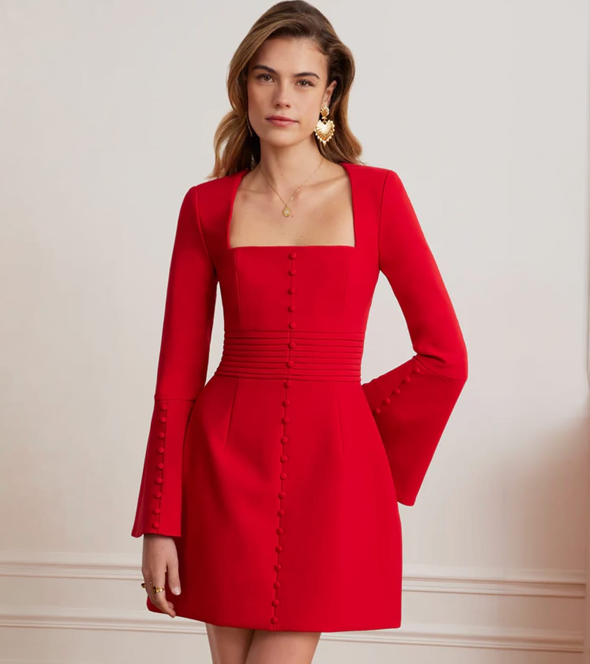 ZOEY Embellished Lace Boucle Tulip Mini Dress in Chocolate