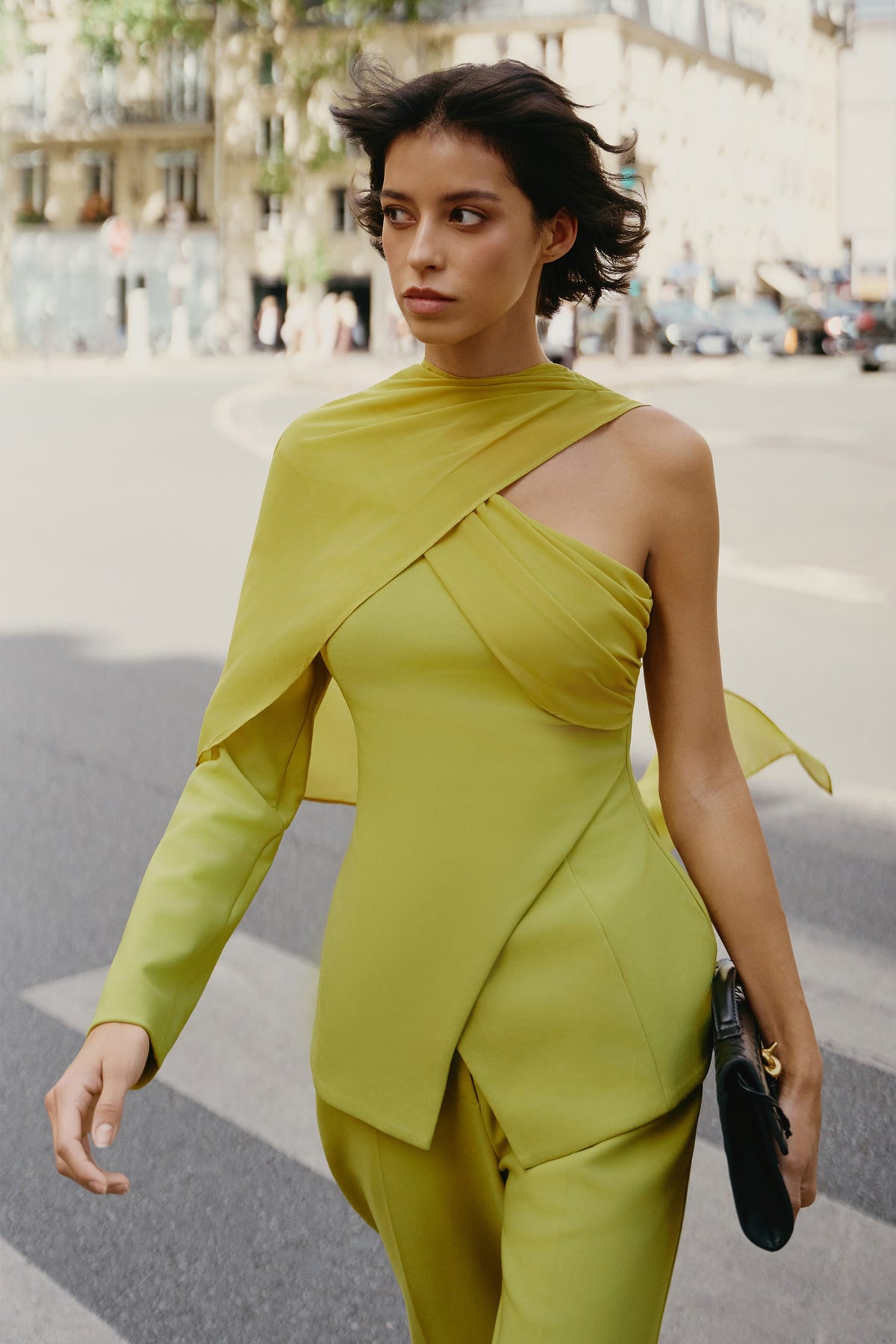 SIAN Chiffon Top in Chartreuse