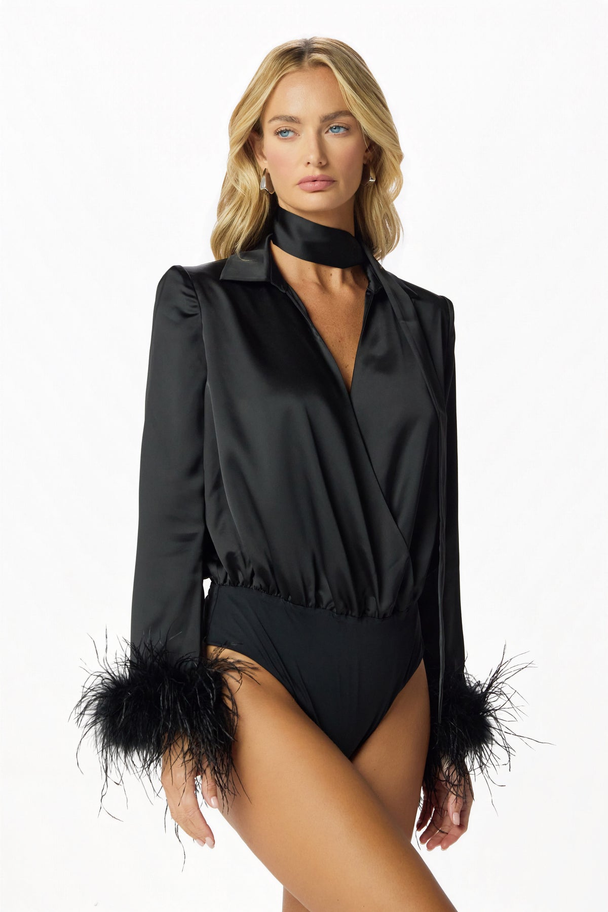 ANDIE Satin Bodysuit in Black