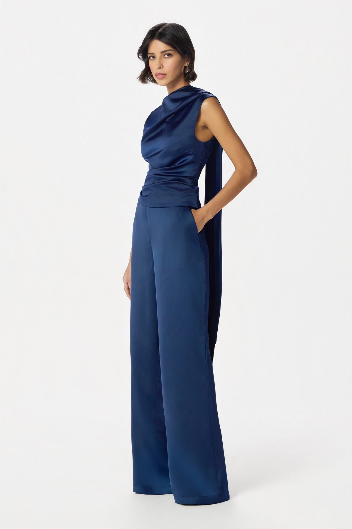 EFFY Satin Top in Navy