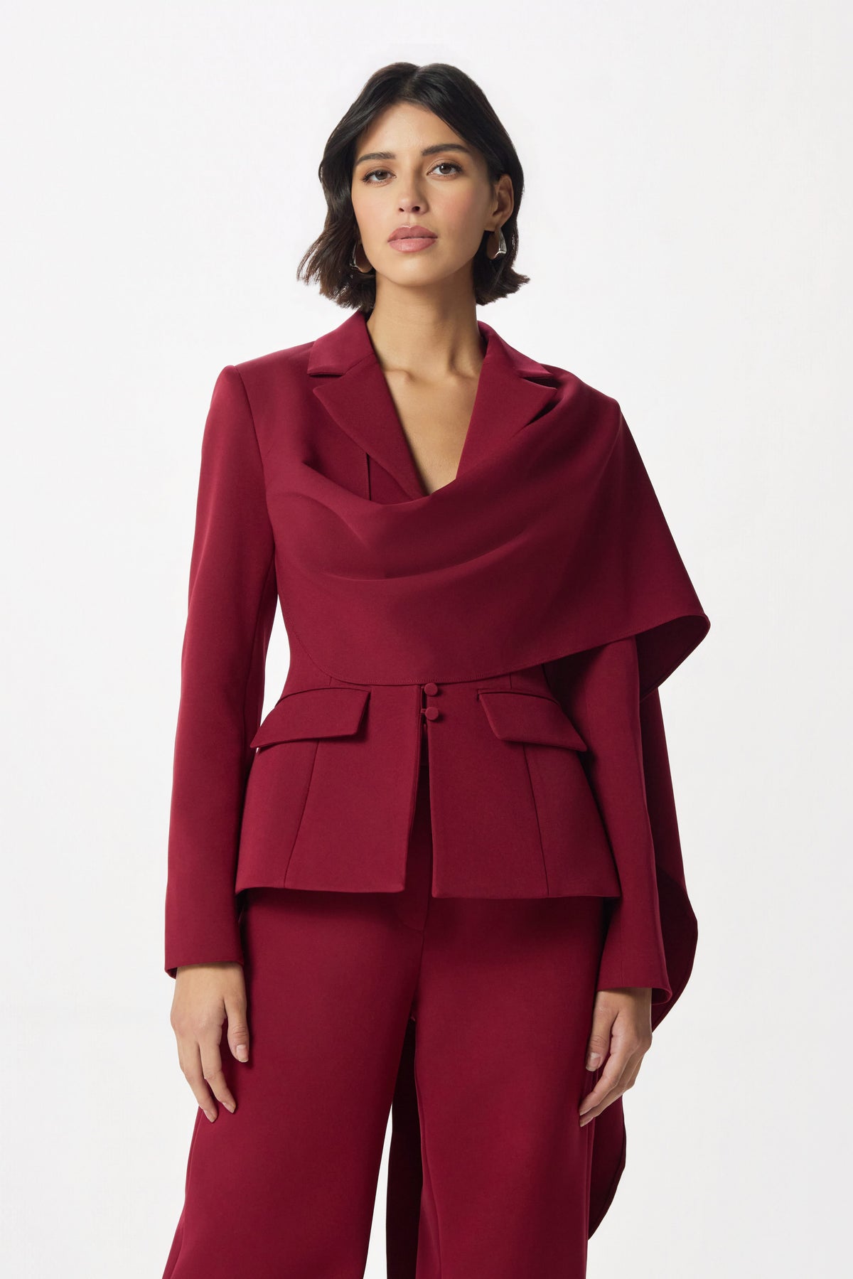 EMBER Cape Blazer in Burgundy