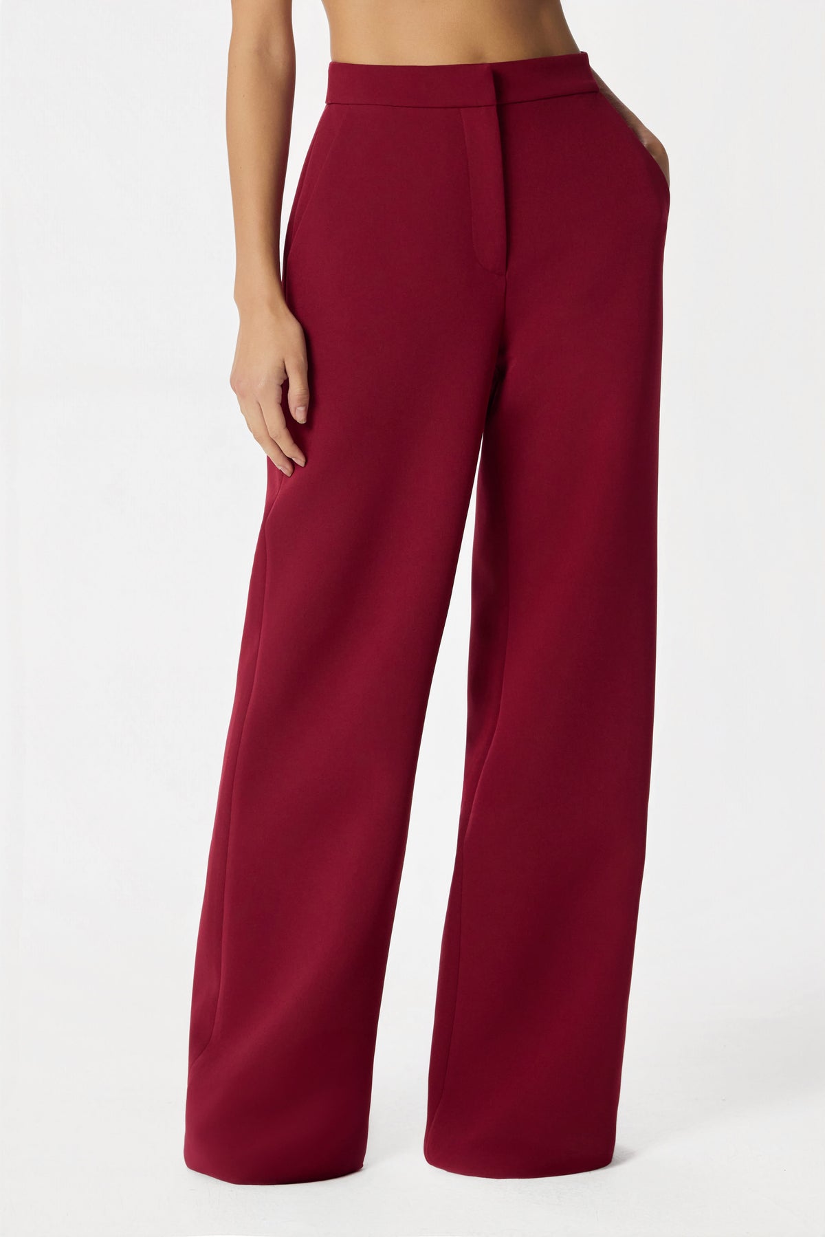 EVIE Wide Leg Trousers in Burgundy