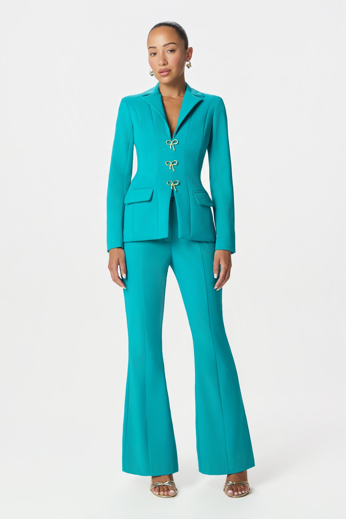 FIORELLA Bow Trim Blazer in Blue