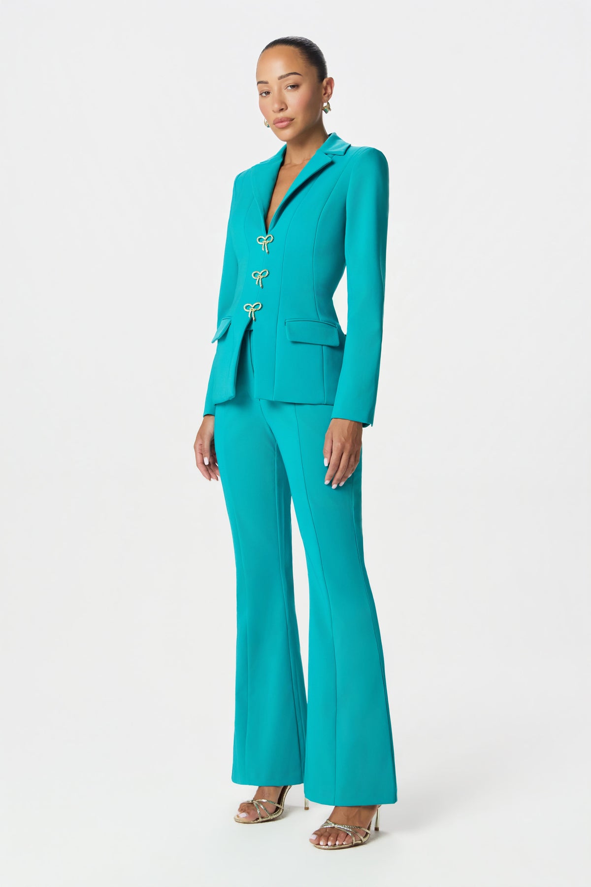 FIORELLA Bow Trim Blazer in Blue