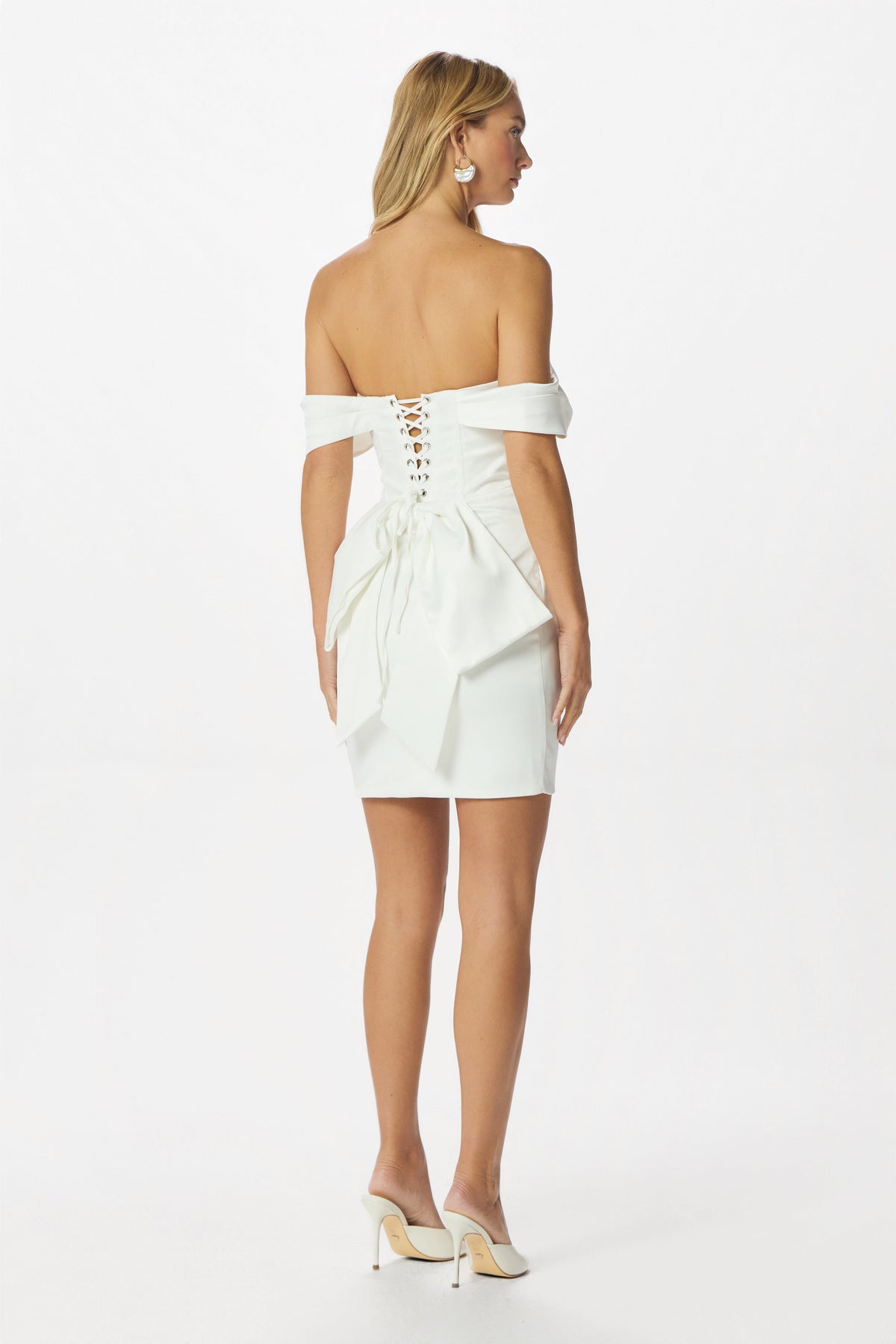 GEORGIE Satin Mini Dress in White