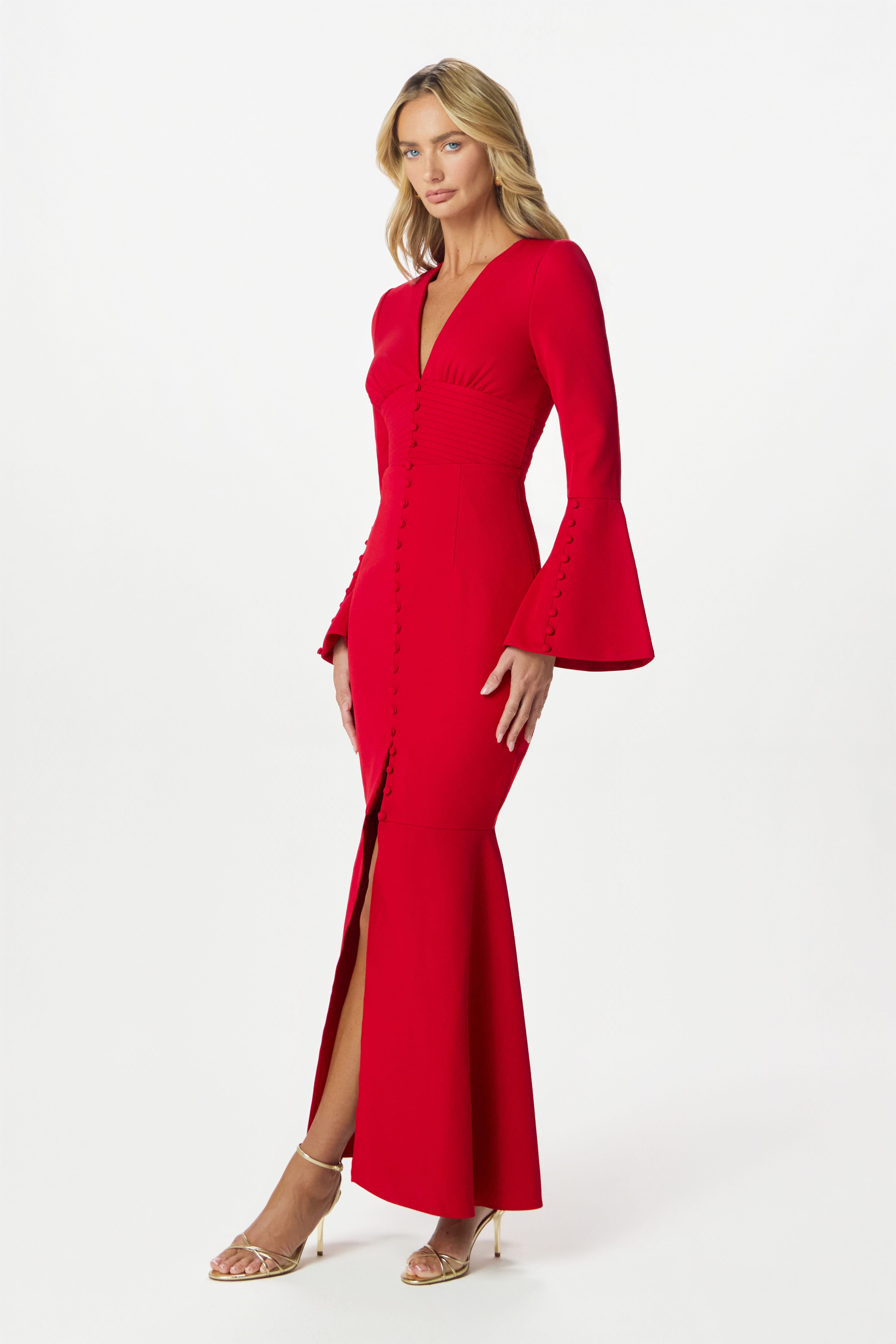 JOSIE Plunge Neck Maxi Dress in Red