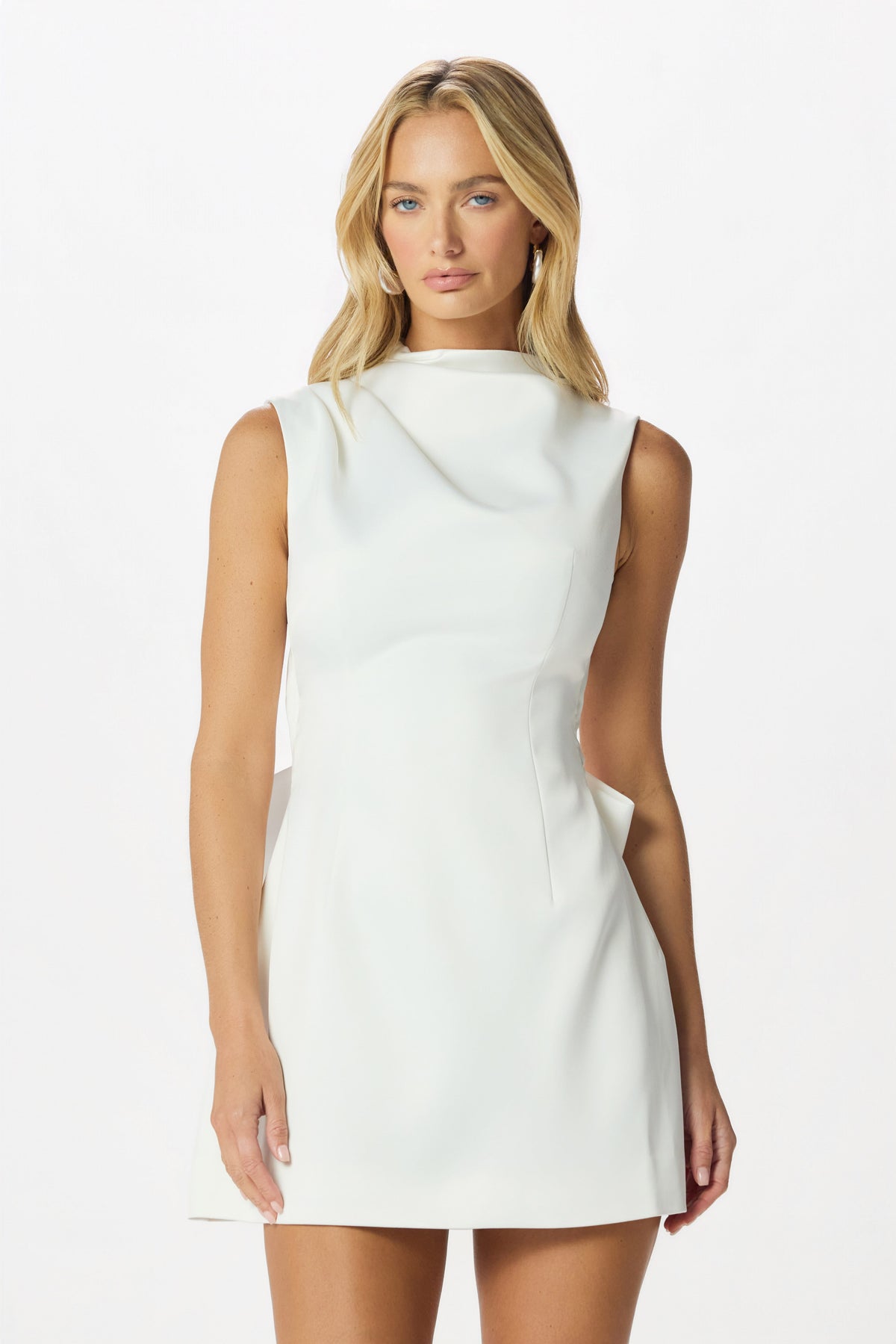 KAROLINA Satin Mini Dress in White