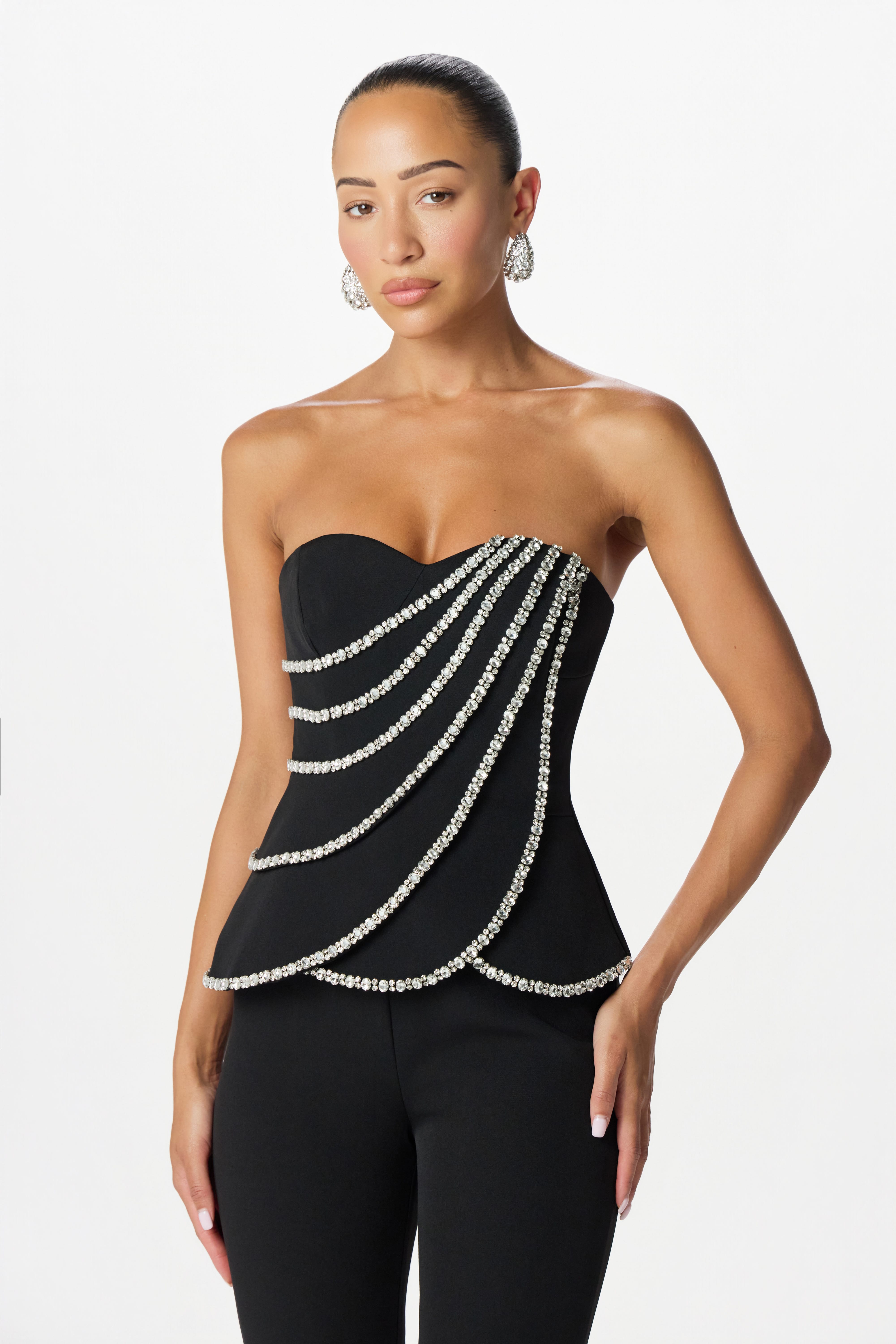 LEONORA Embellished Jumpsuit in Black
