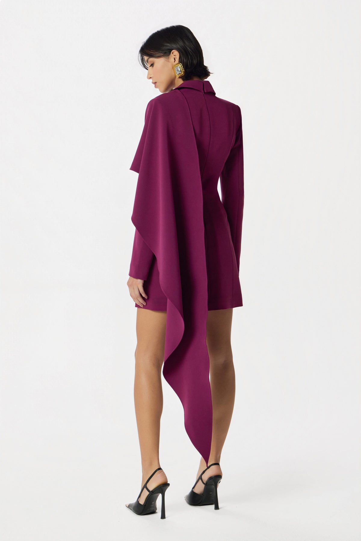 MICHELLE Cape Mini Dress in Purple