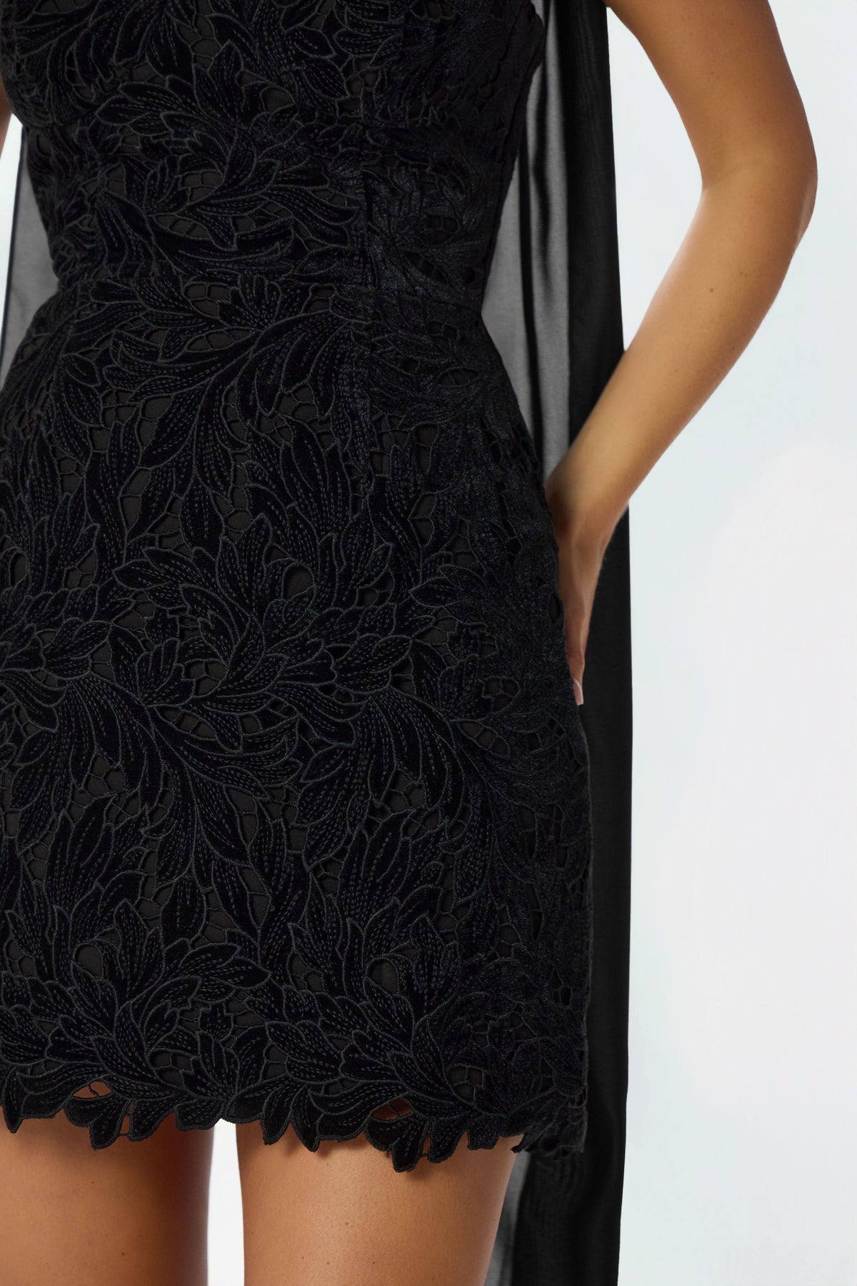 PALOMA Velvet Lace Mini Dress in Black