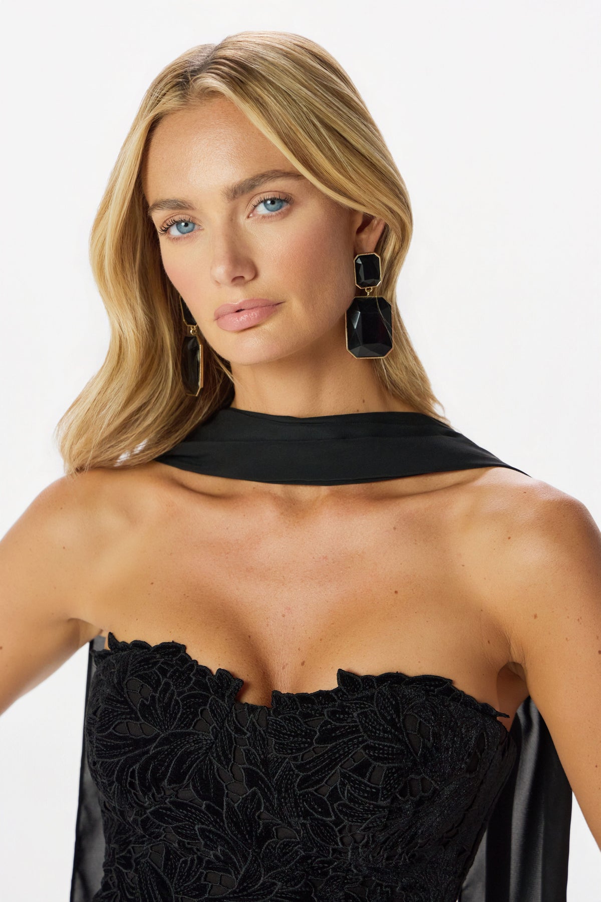 PALOMA Velvet Lace Mini Dress in Black