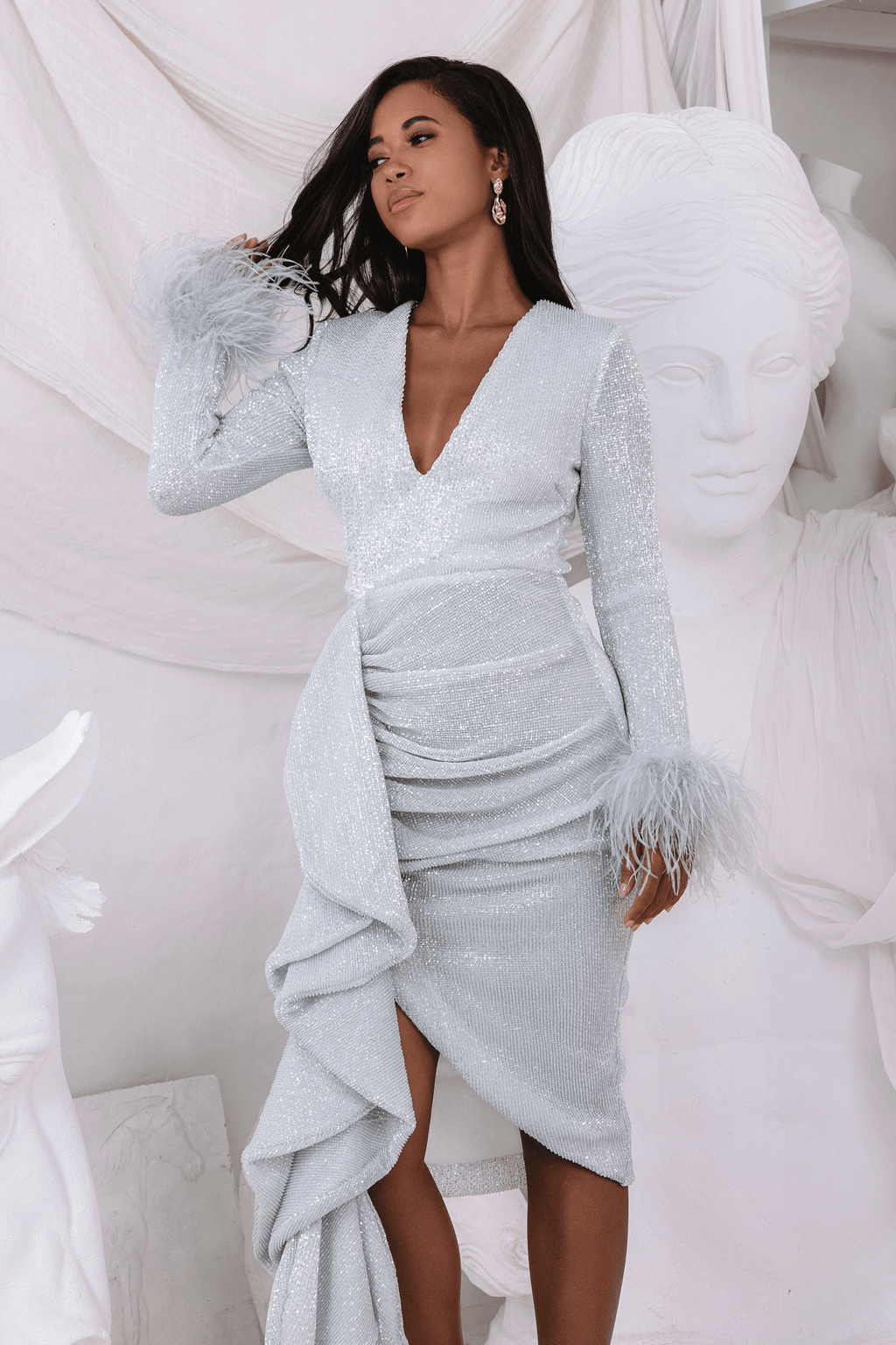 Lavish alice sequin midi dress sales
