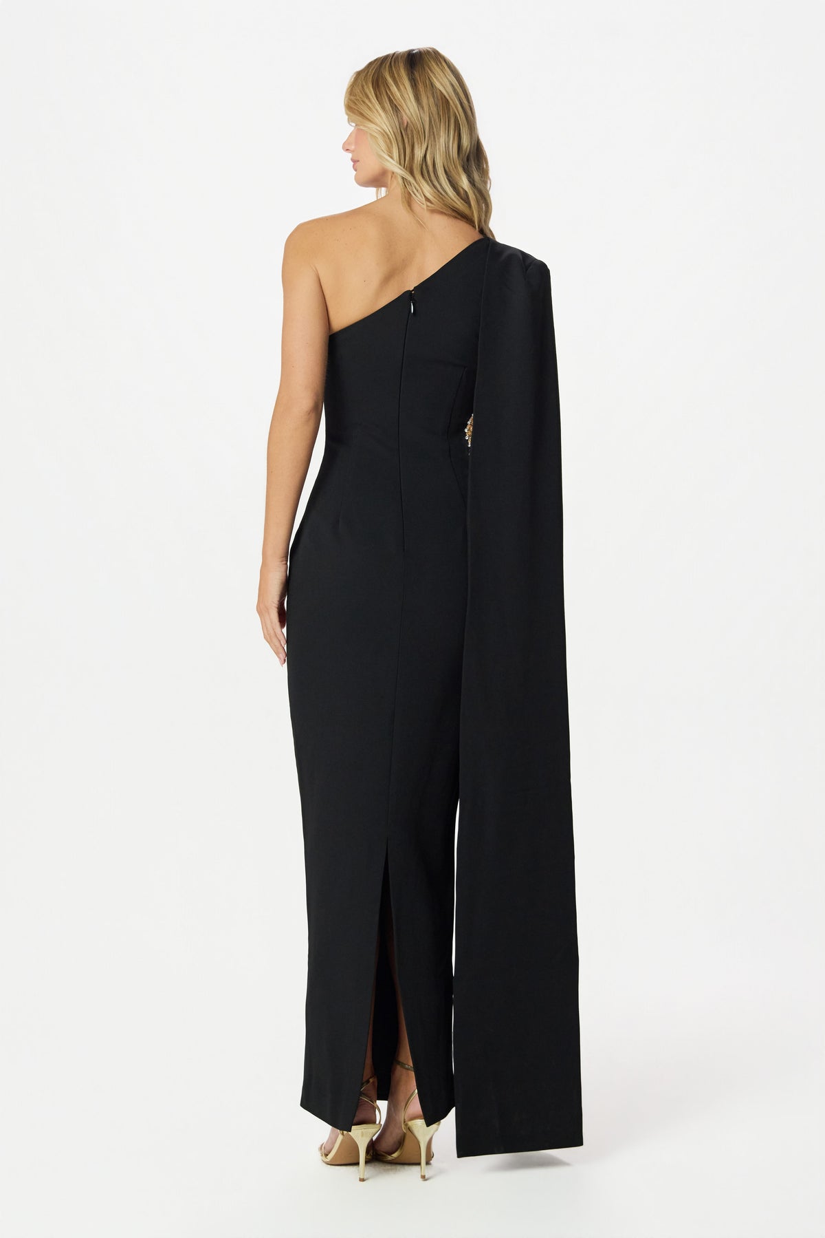 VIVIANA Asymmetric Maxi Dress in Black