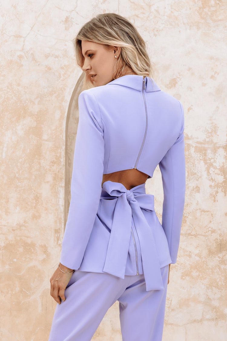 TAMSYN Cut Out Bow Back Jacket In Lavender