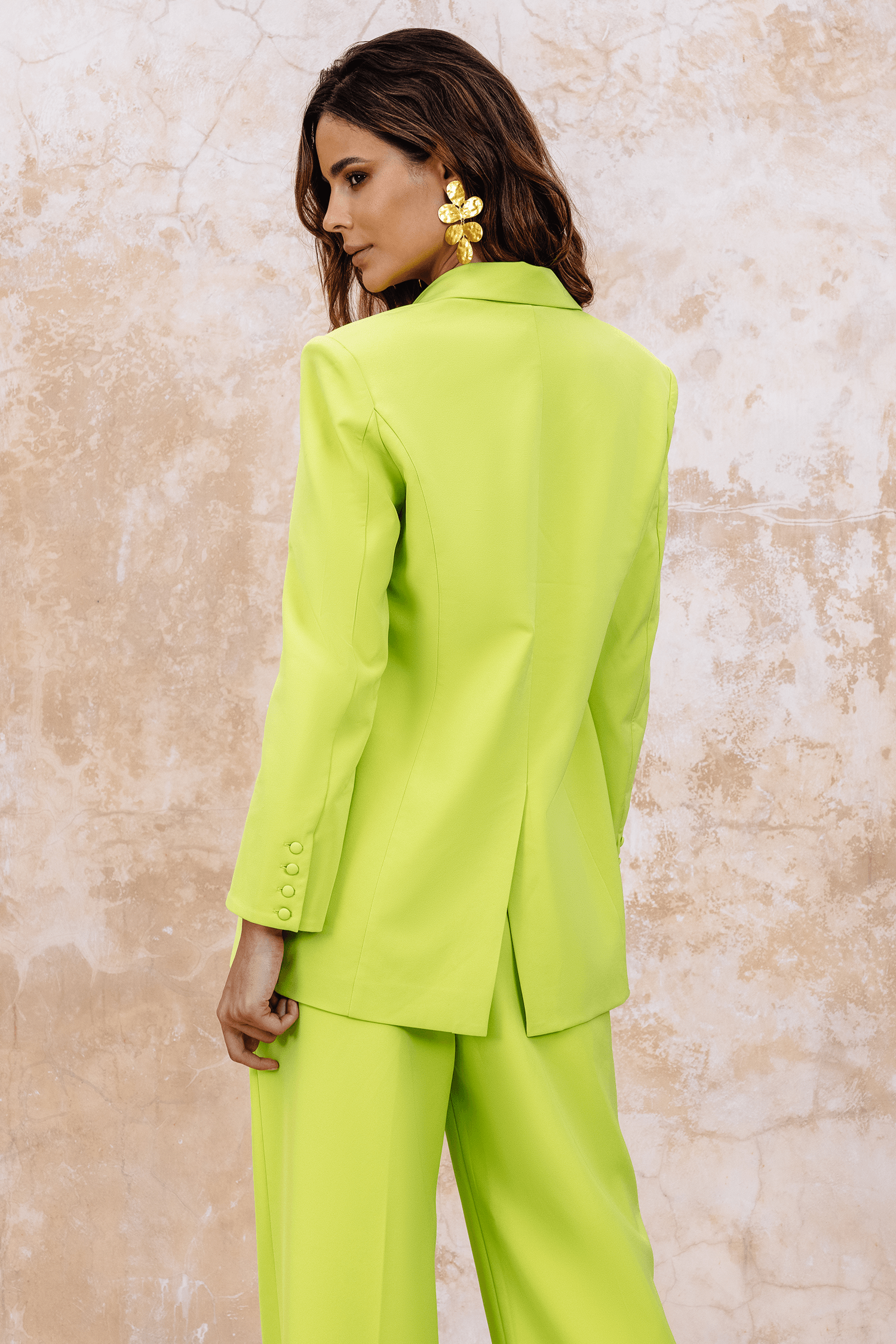LIANA Tailored Masculine Blazer In Chartreuse - Lavish Alice