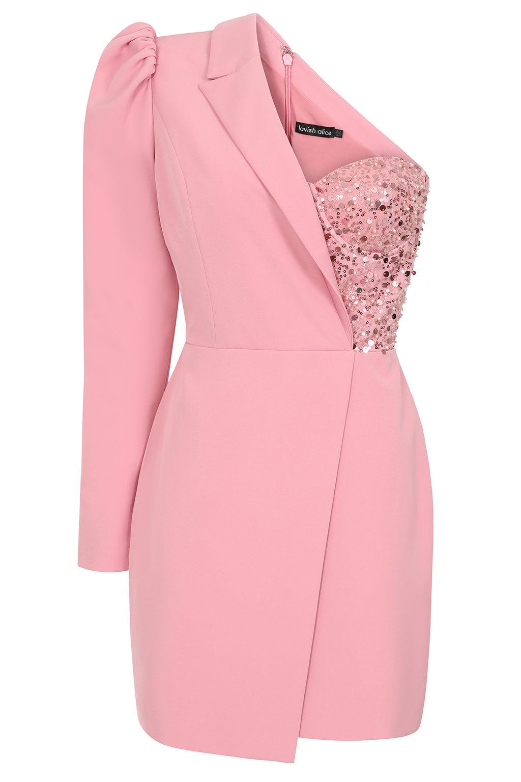 NYLA Embellished Blazer Mini Dress In Power Pink - Lavish Alice